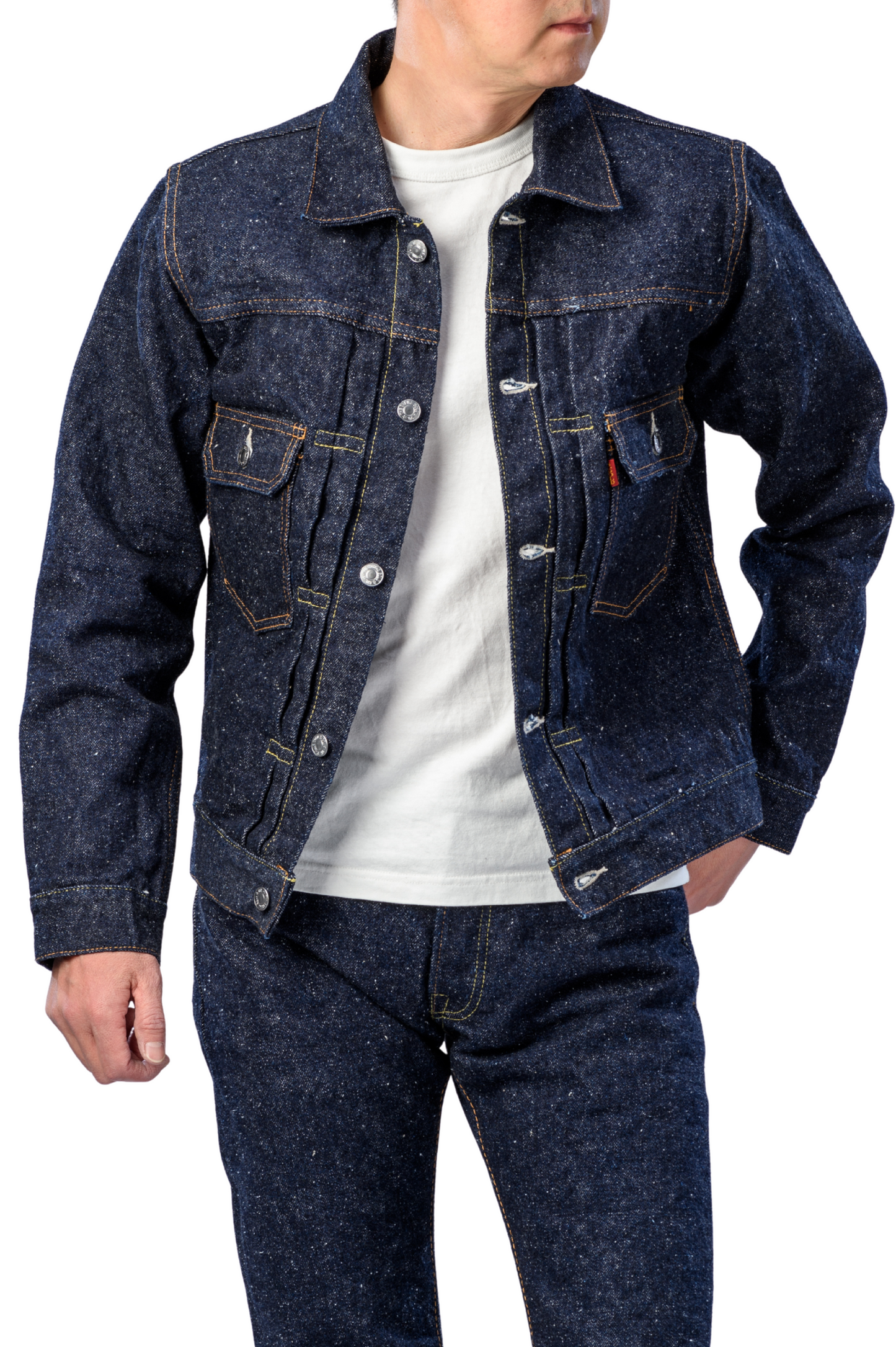 The Strike Gold SGJ50KE "Keep Earth" Natural Indigo 17oz Selvedge 50's Denim Jacket