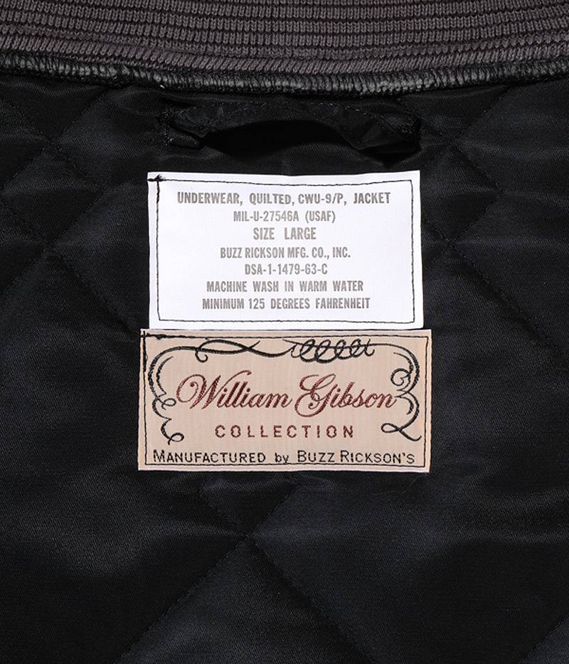 BR15413 / BUZZ RICKSON'S WILLIAM GIBSON COLLECTION BLACK CWU-9/P LINER JACKET “BUZZ RICKSON'S MFG. CO.,INC”