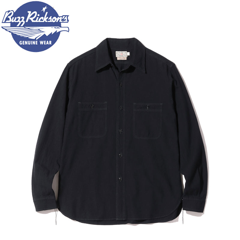 BR29143 / BUZZ RICKSON'S WILLIAM GIBSON COLLECTION BLACK CHAMBRAY WORK SHIRTS