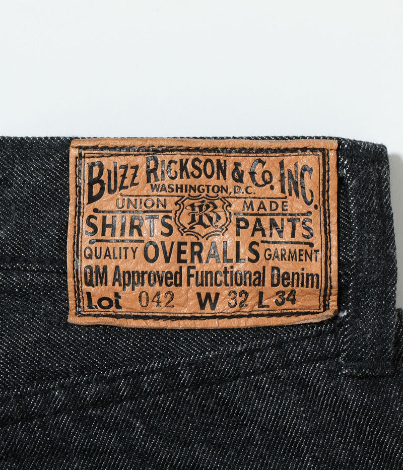 BR43042 / BUZZ RICKSON'S WORLD WAR II BLACK DENIM WAIST OVERALLS