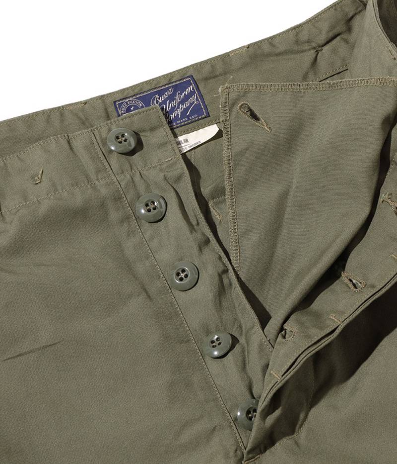 BR51907 / BUZZ RICKSON'S TROUSERS, MEN'S, COTTON WIND RESISTANT POPLIN, OLIVE GREEN, ARMY SHADE 107 SHORTS