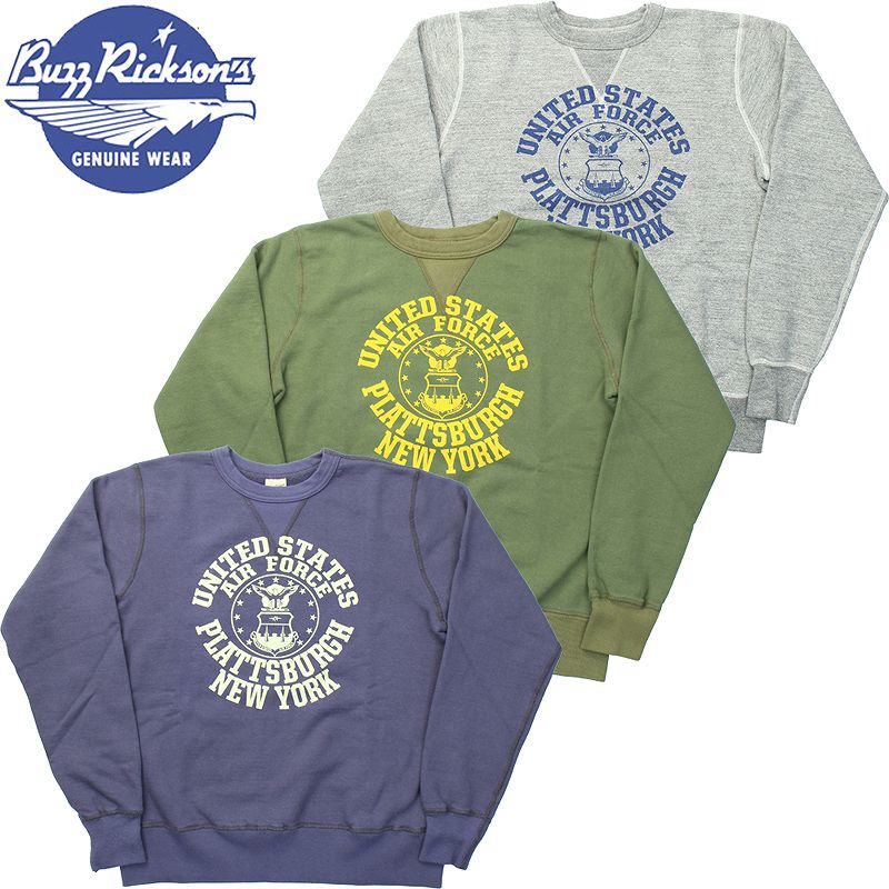 BR69335 / BUZZ RICKSON'S SET-IN CREW NECK SWEAT SHIRTS "U.S.A.F. PLATTSBURGH N.Y.”