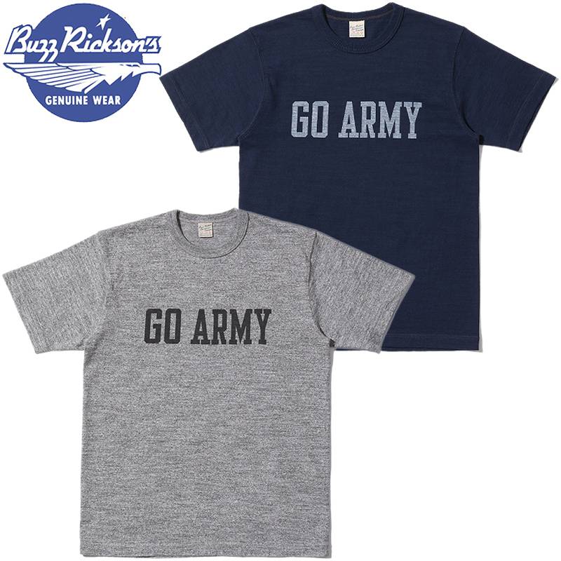 BR79182 BUZZ RICKSON S SLUB YARN PRINT TEE GO ARMY BEAT NAVY br79182-buzz-rickson-s-slub-yarn-print-tee-go-army-beat-navy