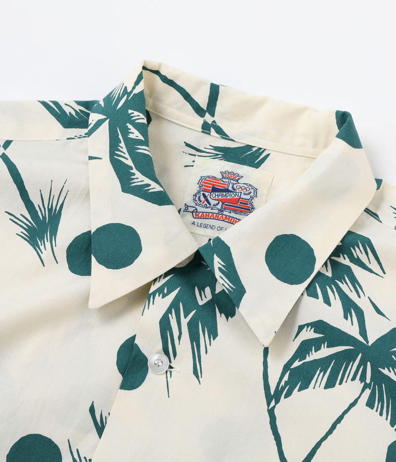 DK39451 / SUNSURF DUKE KAHANAMOKU COTTON HAWAIIAN SHIRT “MOONLIGHT PALMTREE”