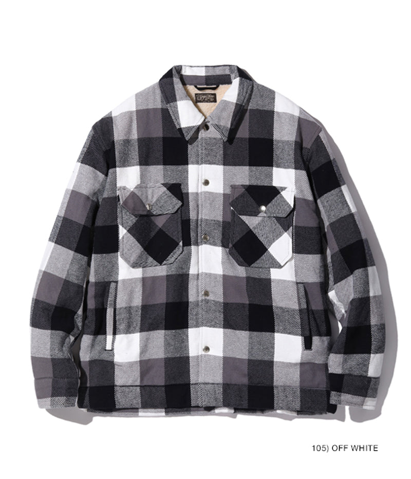 SC15448 / SUGAR CANE 3-COLOR BLOCK CHECK HEAVY FLANNEL CPO JACKET