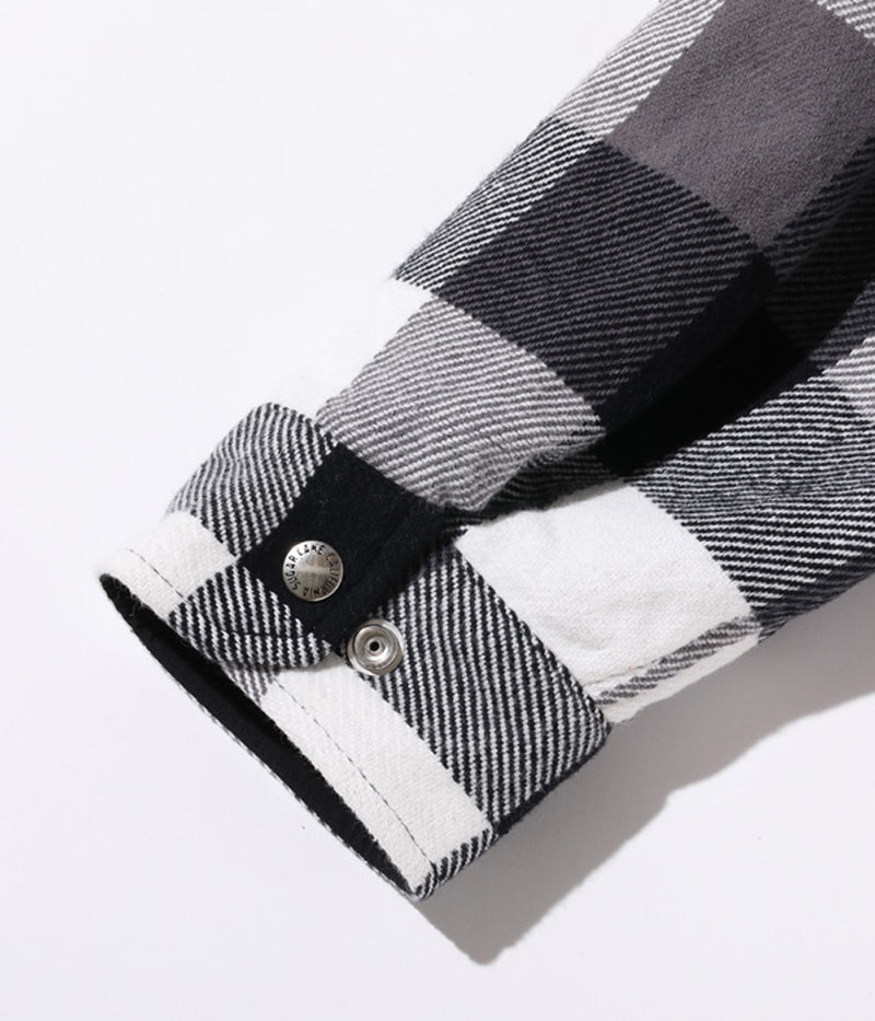 SC15448 / SUGAR CANE 3-COLOR BLOCK CHECK HEAVY FLANNEL CPO JACKET