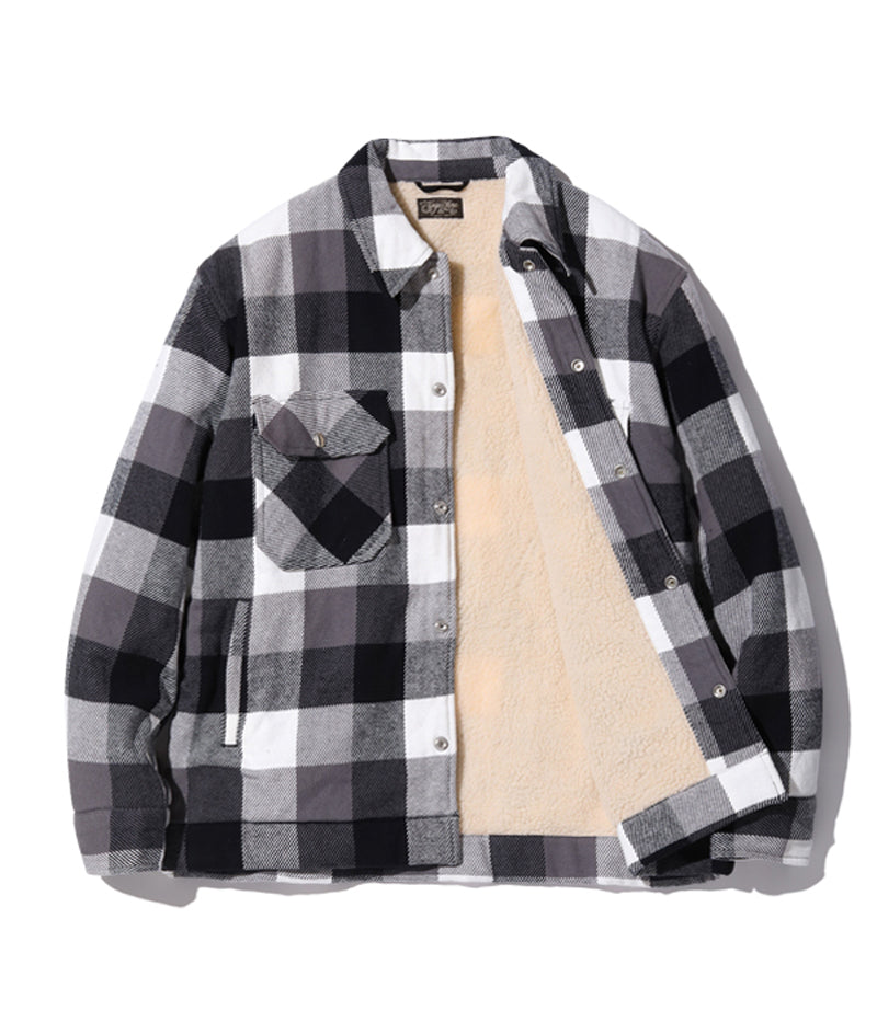 SC15448 / SUGAR CANE 3-COLOR BLOCK CHECK HEAVY FLANNEL CPO JACKET