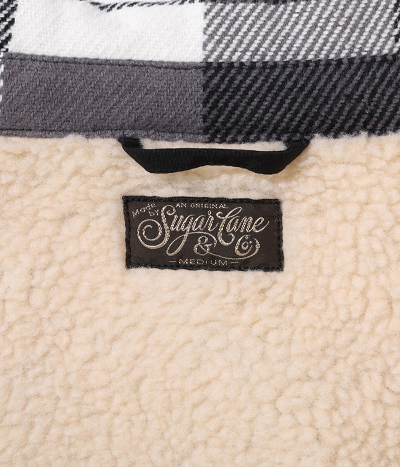 SC15448 / SUGAR CANE 3-COLOR BLOCK CHECK HEAVY FLANNEL CPO JACKET