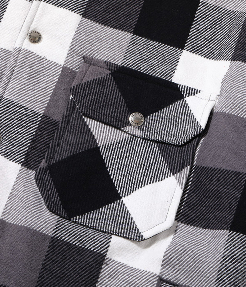 SC15448 / SUGAR CANE 3-COLOR BLOCK CHECK HEAVY FLANNEL CPO JACKET