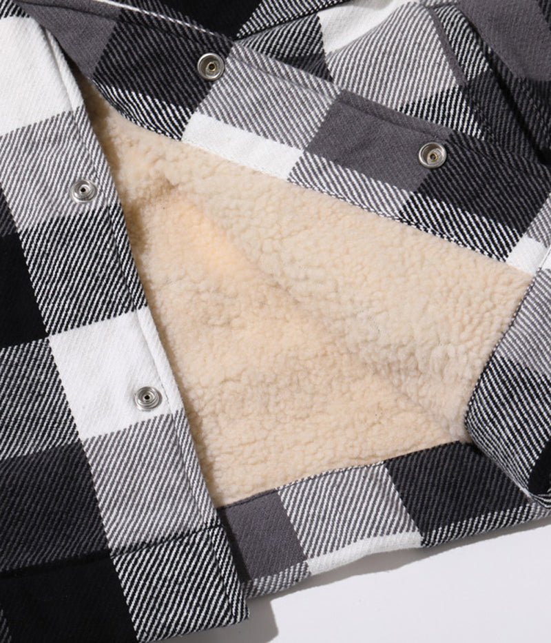 SC15448 / SUGAR CANE 3-COLOR BLOCK CHECK HEAVY FLANNEL CPO JACKET