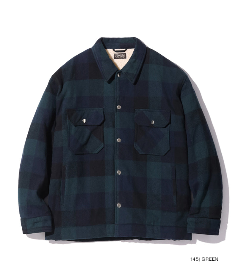 SC15448 / SUGAR CANE 3-COLOR BLOCK CHECK HEAVY FLANNEL CPO JACKET
