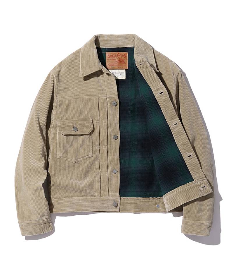 SC15463 / SUGAR CANE 9W CORDUROY HEAVY FRANNEL LINED JACKET