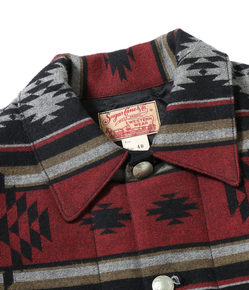 SC15827 / SUGAR CANE NATIVE AMERICAN WOOL COTTON JACQUARD PADDED WORK COAT