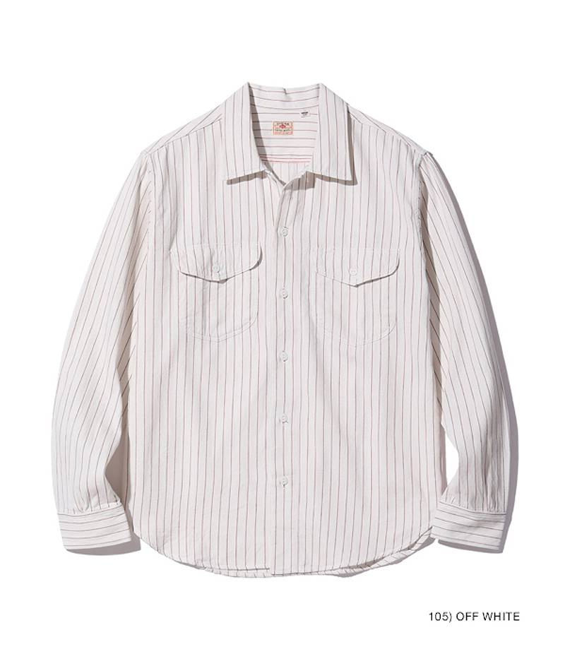 SC28652 / SUGAR CANE COKE STRIPE WORK SHIRT (LONG SLEEVE)