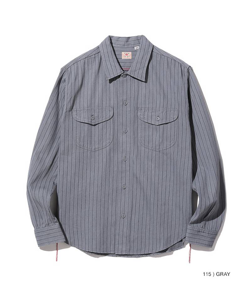 SC28652 / SUGAR CANE COKE STRIPE WORK SHIRT (LONG SLEEVE)