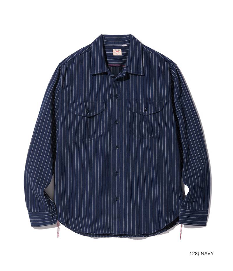 SC28652 / SUGAR CANE COKE STRIPE WORK SHIRT (LONG SLEEVE)