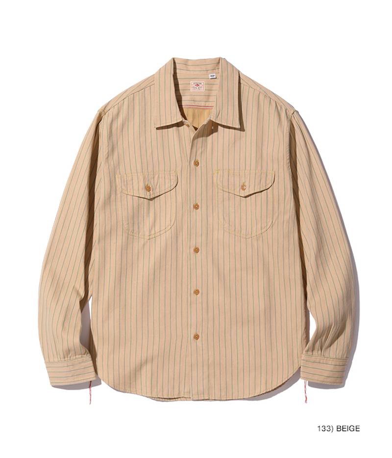 SC28652 / SUGAR CANE COKE STRIPE WORK SHIRT (LONG SLEEVE)