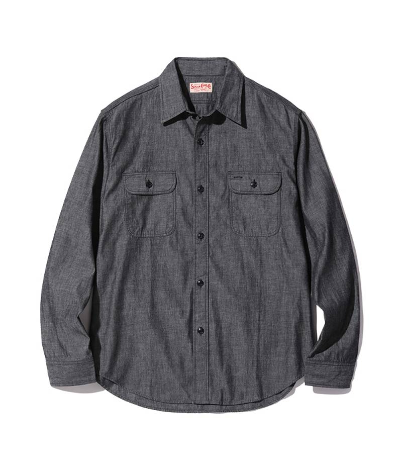 SC29159 / SUGAR CANE BLACK CHAMBRAY WORK SHIRT