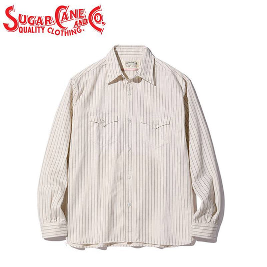 SC29165 / SUGAR CANE FICTION ROMANCE 8.5oz. WHITE WABASH STRIPE WORK SHIRT