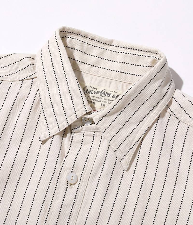 SC29165 / SUGAR CANE FICTION ROMANCE 8.5oz. WHITE WABASH STRIPE WORK SHIRT