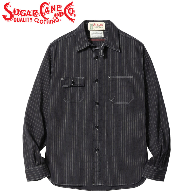 SC29585 / SUGAR CANE FICTION ROMANCE 8.5oz. BLACK WABASH STRIPE WORK SHIRT