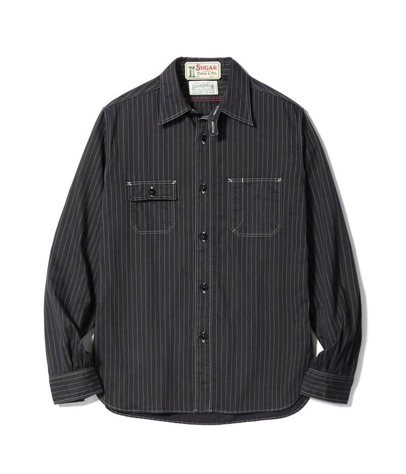 SC29585 / SUGAR CANE FICTION ROMANCE 8.5oz. BLACK WABASH STRIPE WORK SHIRT