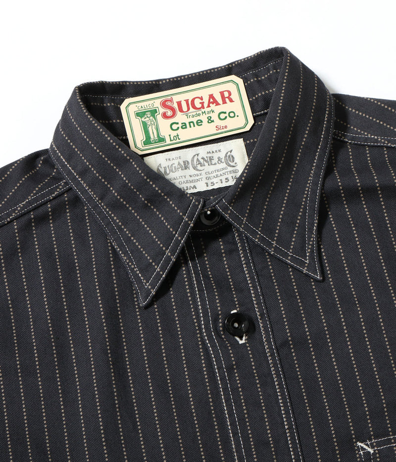 SC29585 / SUGAR CANE FICTION ROMANCE 8.5oz. BLACK WABASH STRIPE WORK SHIRT