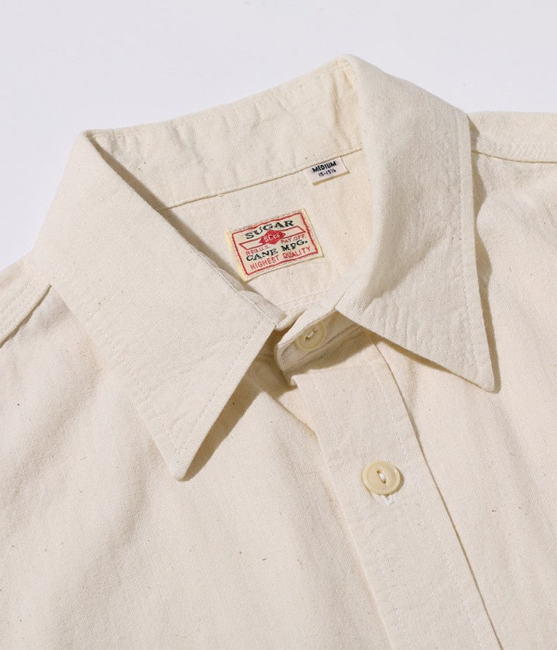 SC37942 / SUGAR CANE WHITE CHAMBRAY WORK SHIRT (SHORT SLEEVE)