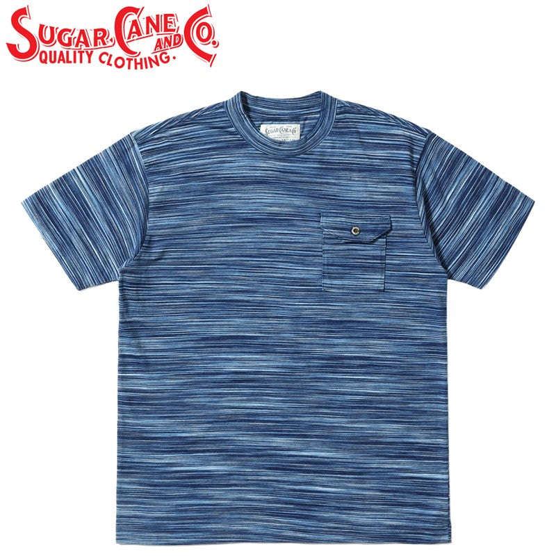 SC79534 / SUGAR CANE FICTION ROMANCE INDIGO BORDER POCKET T-SHIRT