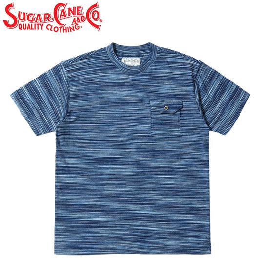 SC79534 / SUGAR CANE FICTION ROMANCE INDIGO BORDER POCKET T-SHIRT