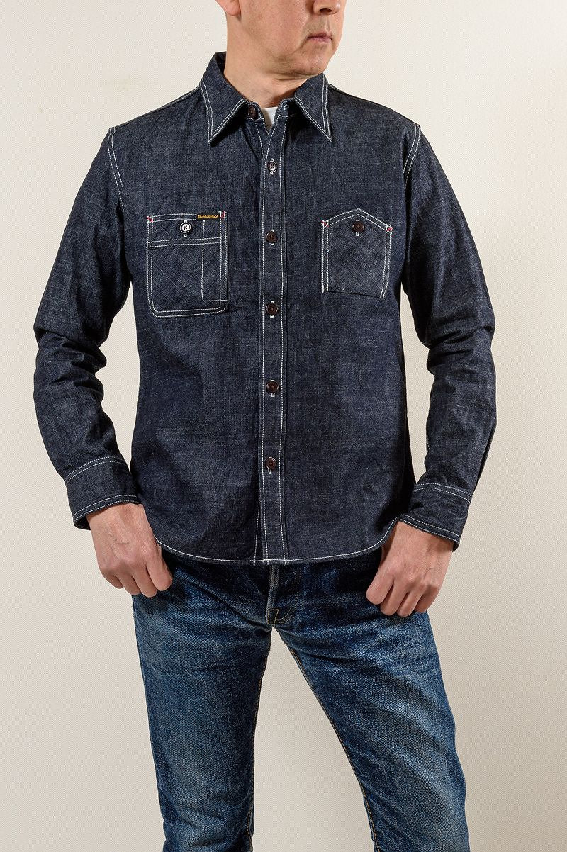 SGS001 / The Strike Gold 10oz Gray Slub Selvedge Denim Work Shirt