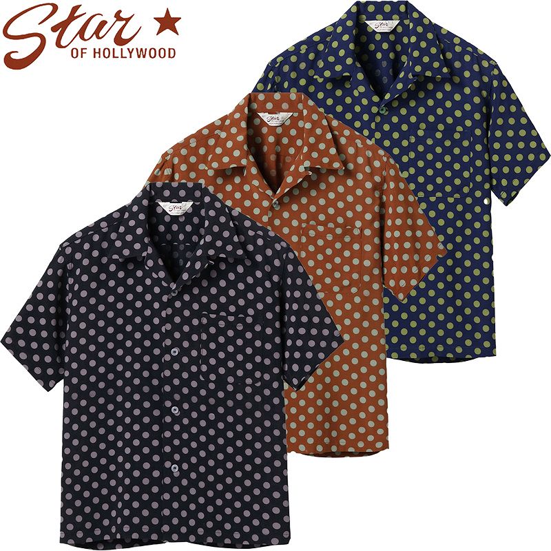 SH39316 / STAR OF HOLLY WOOD HIGH DENSITY RAYON OPEN SHIRT “POLKA DOT”