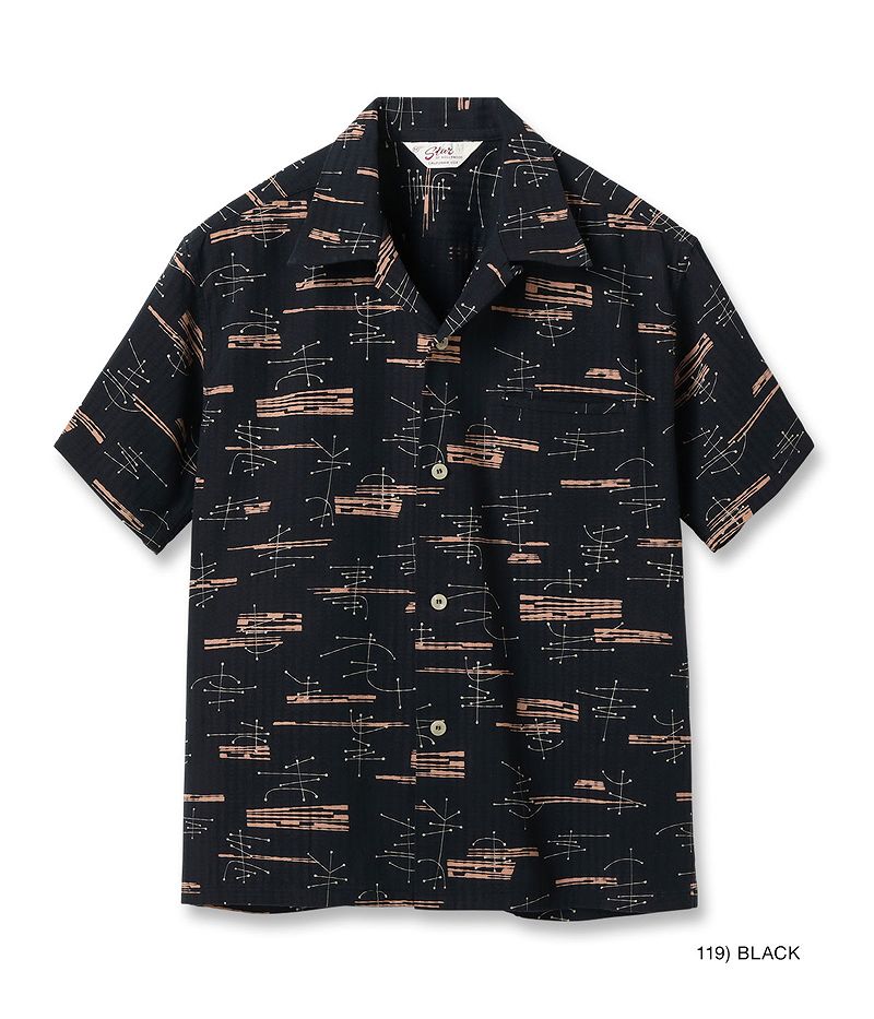 SH39320 / STAR OF HOLLY WOOD DOBBY COTTON OPEN SHIRT “ATOMIC”