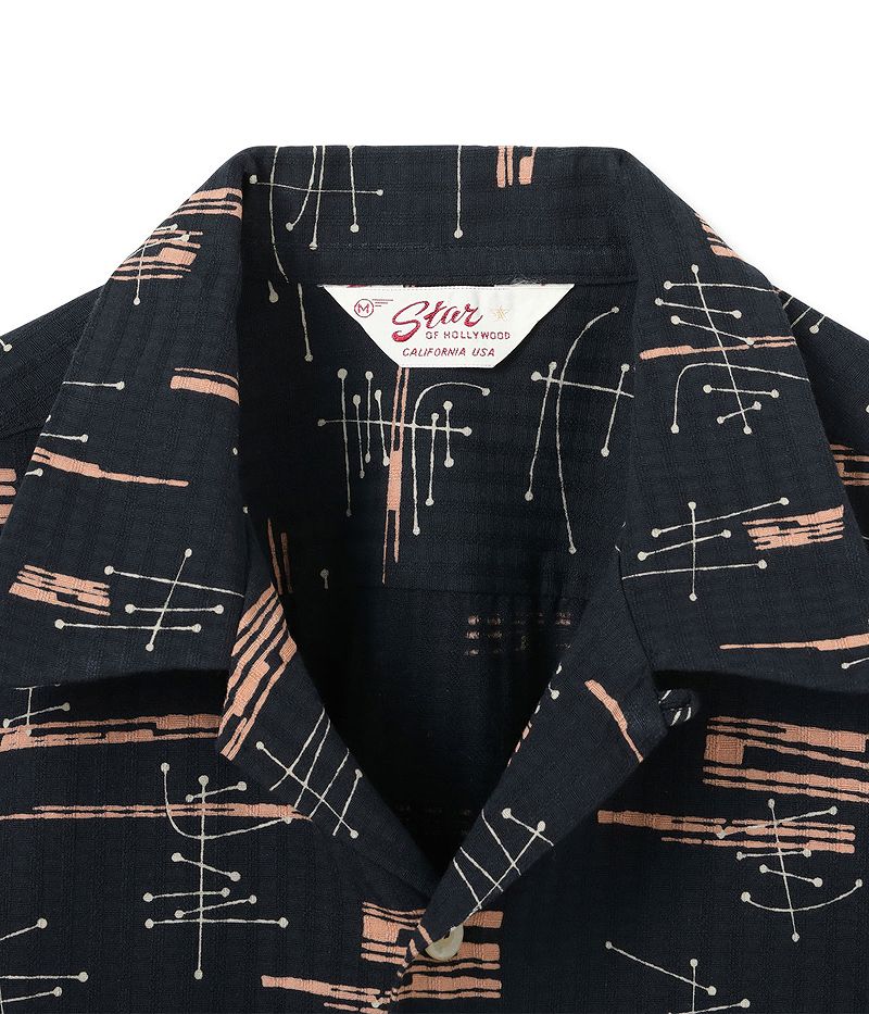SH39320 / STAR OF HOLLY WOOD DOBBY COTTON OPEN SHIRT “ATOMIC”