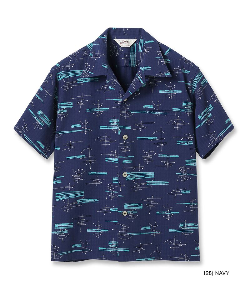 SH39320 / STAR OF HOLLY WOOD DOBBY COTTON OPEN SHIRT “ATOMIC”