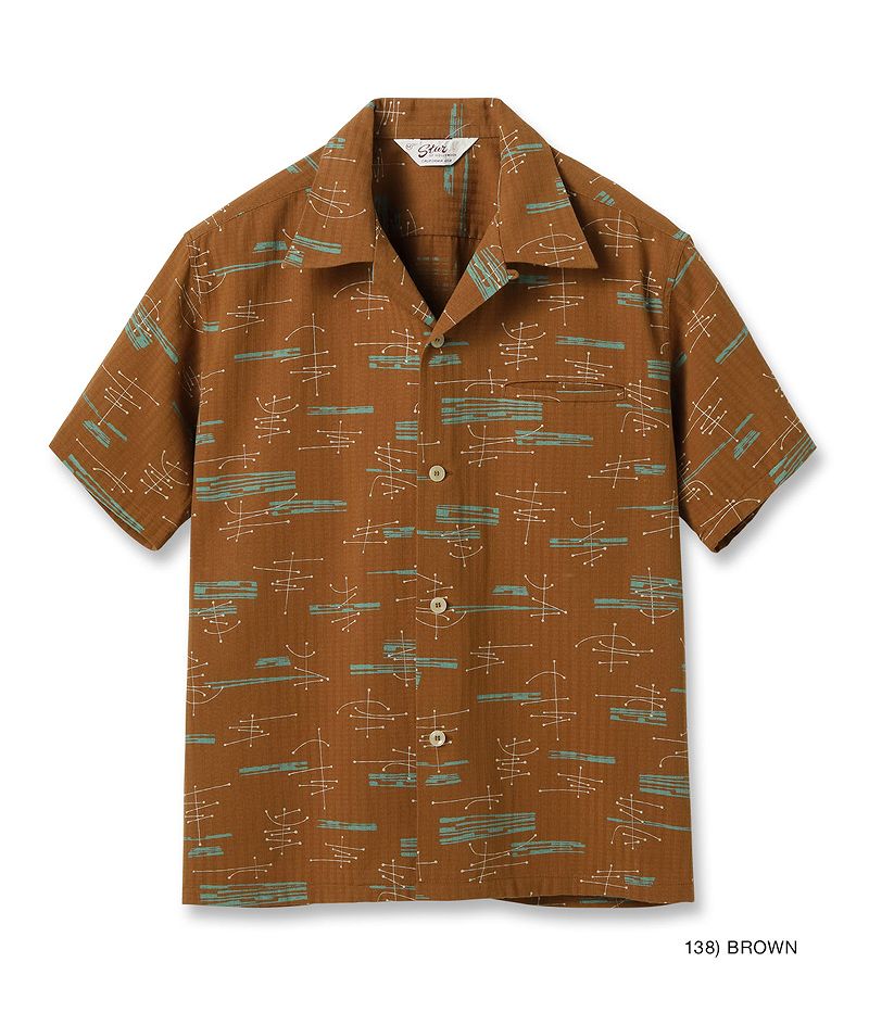 SH39320 / STAR OF HOLLY WOOD DOBBY COTTON OPEN SHIRT “ATOMIC”