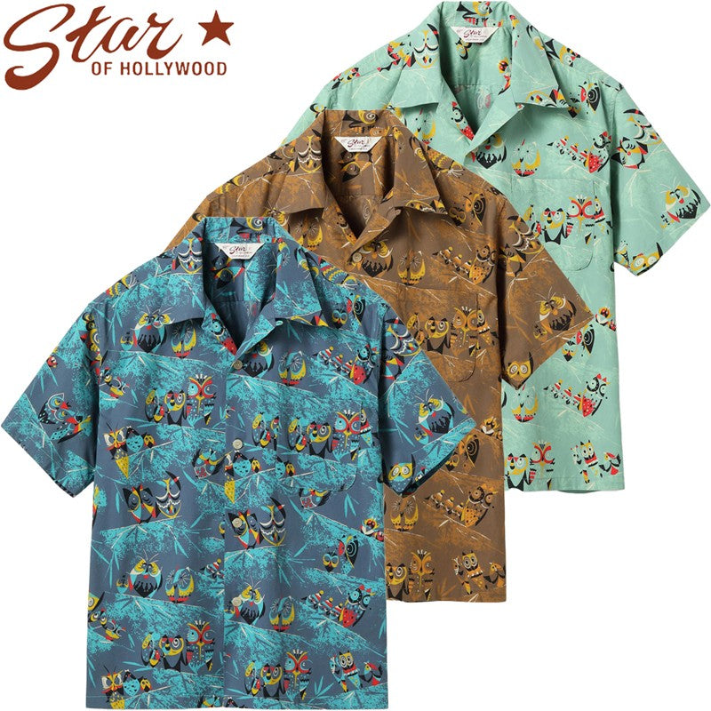 SH39494 / STAR OF HOLLY WOOD TYPEWRITER COTTON OPEN SHIRT “OWL”