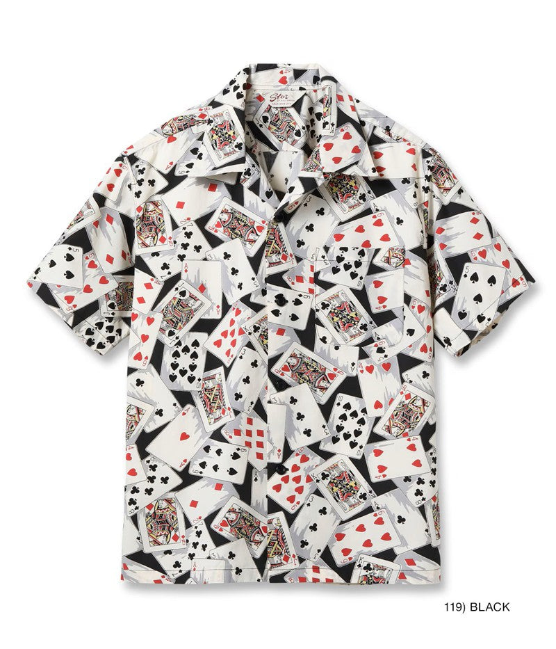 SH39496 / STAR OF HOLLYWOOD TYPEWRITER COTTON OPEN SHIRT “PLAYING CARDS”