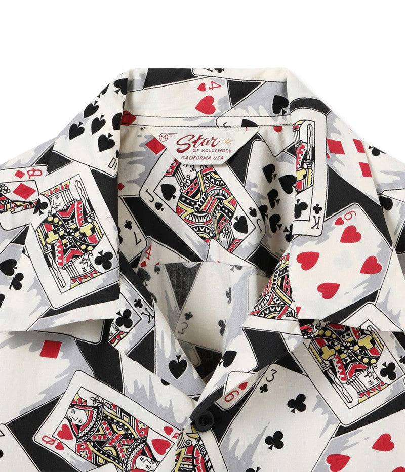 SH39496 / STAR OF HOLLYWOOD TYPEWRITER COTTON OPEN SHIRT “PLAYING CARDS”