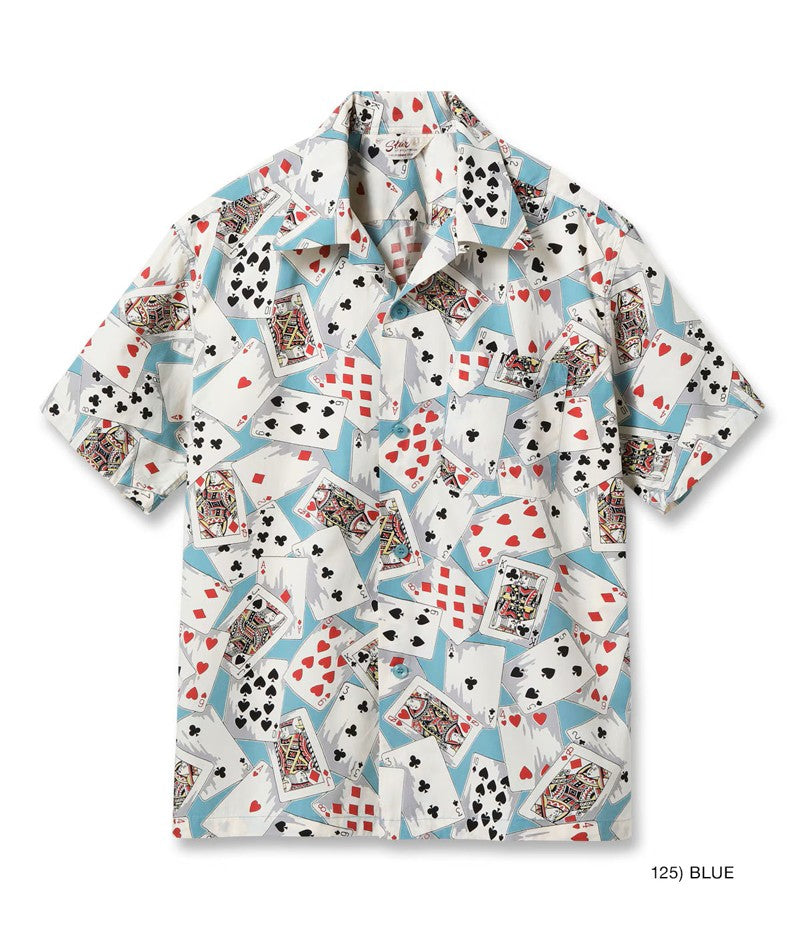 SH39496 / STAR OF HOLLYWOOD TYPEWRITER COTTON OPEN SHIRT “PLAYING CARDS”