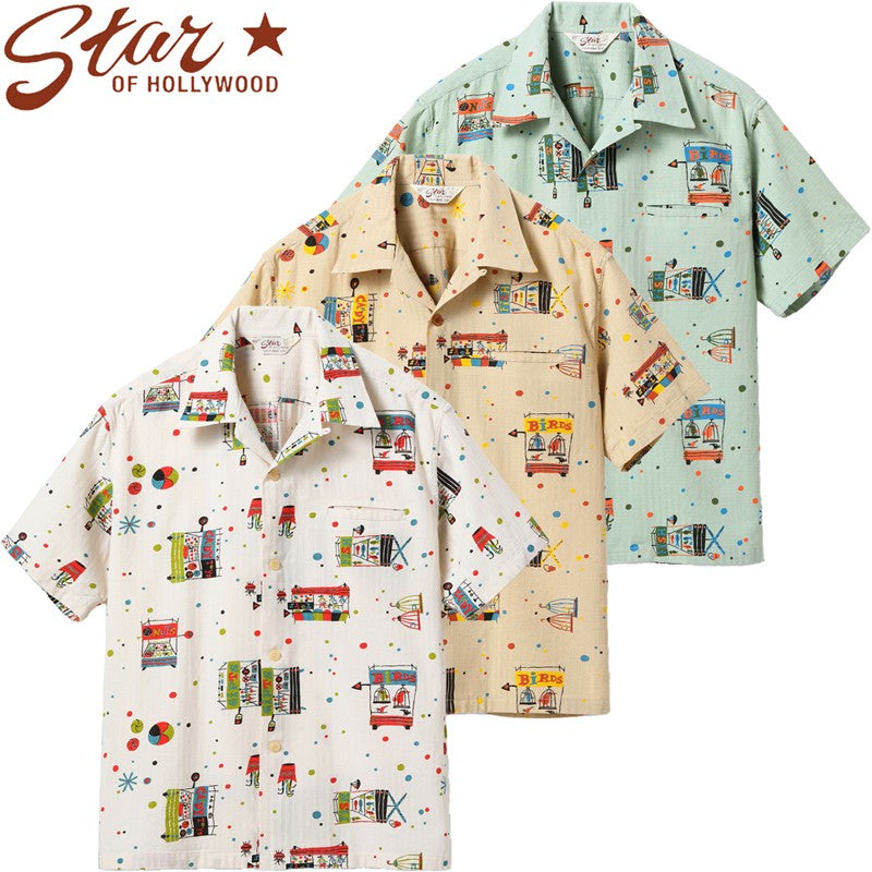 SH39497 / STAR OF HOLLY WOOD DOBBY COTTON OPEN SHIRT “STREET STALL”