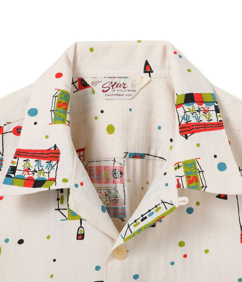 SH39497 / STAR OF HOLLY WOOD DOBBY COTTON OPEN SHIRT “STREET STALL”