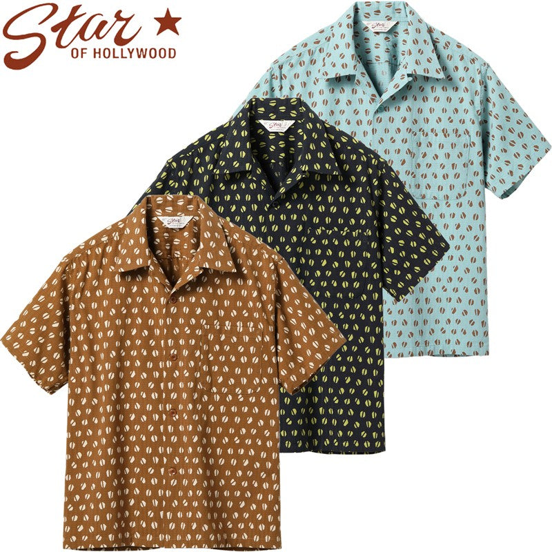 SH39498 / STAR OF HOLLY WOOD DOBBY COTTON OPEN SHIRT “BLUE MOUNTAIN”