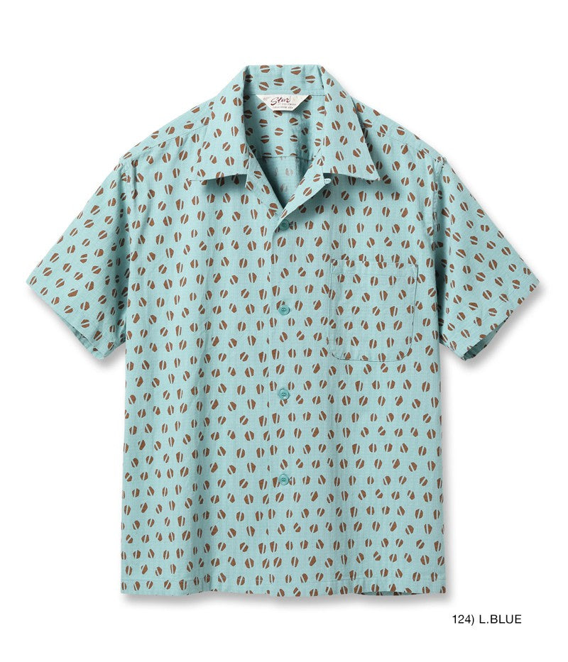 SH39498 / STAR OF HOLLY WOOD DOBBY COTTON OPEN SHIRT “BLUE MOUNTAIN”