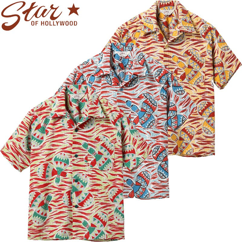 SH39500 / STAR OF HOLLY WOOD DOBBY COTTON OPEN SHIRT “MARACAS”