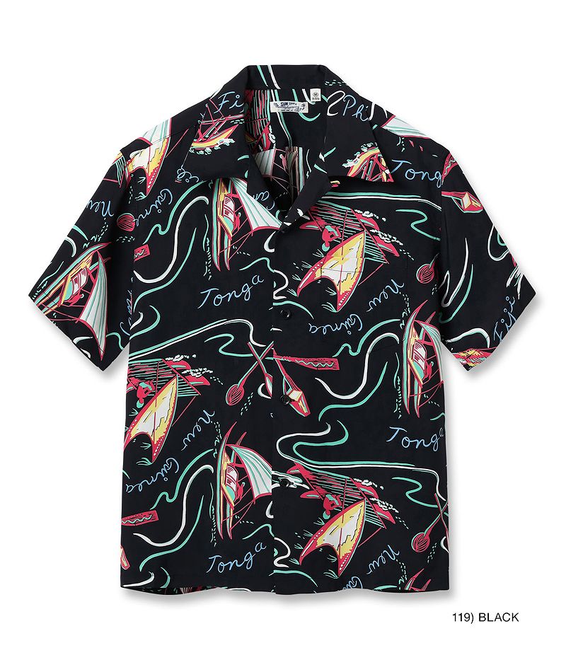 SS39215 SUNSURF RAYON HAWAIIAN SHIRT “SOUTH SEA OUTRIGGER”