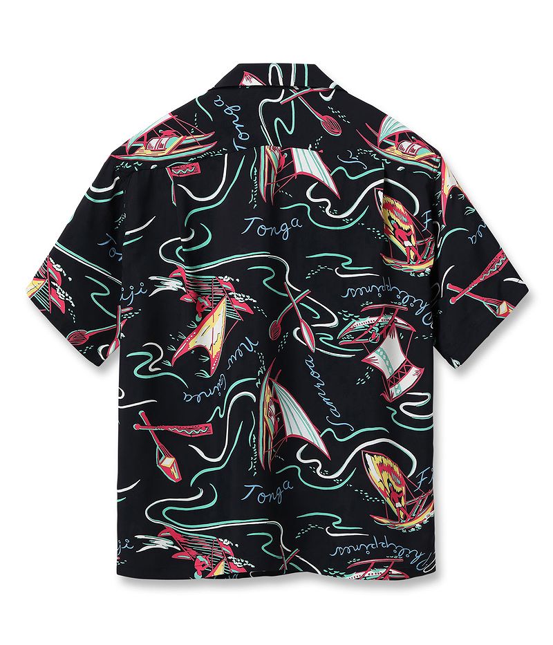SS39215 SUNSURF RAYON HAWAIIAN SHIRT “SOUTH SEA OUTRIGGER”
