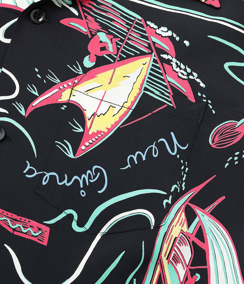 SS39215 SUNSURF RAYON HAWAIIAN SHIRT “SOUTH SEA OUTRIGGER”