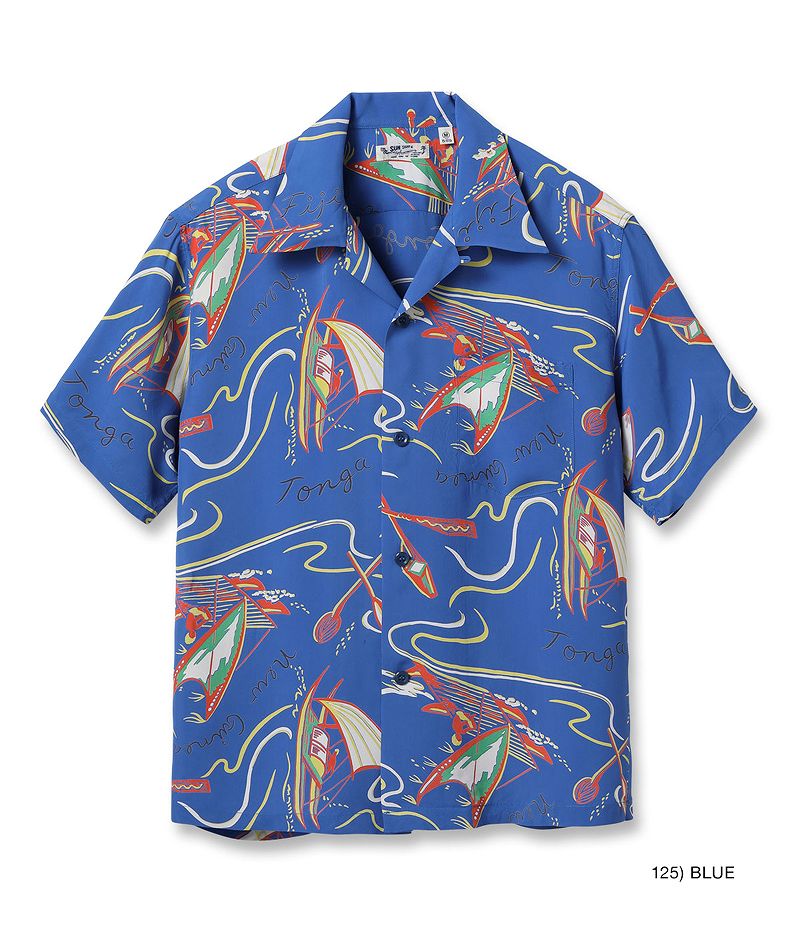 SS39215 SUNSURF RAYON HAWAIIAN SHIRT “SOUTH SEA OUTRIGGER”