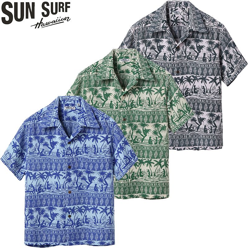 SS39220 SUNSURF RAYON HAWAIIAN SHIRT “ISLAND CLASSIC BORDER”